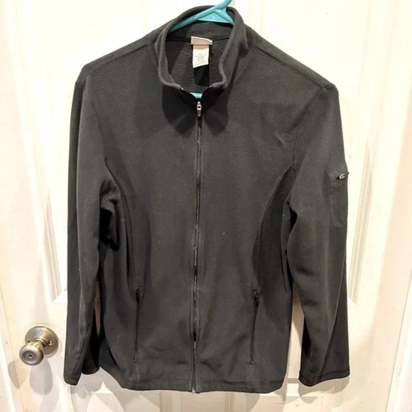L.L. Bean Black Fleece Shell Full Zip Jacket Women’s size Medium - Picture 1 of 5